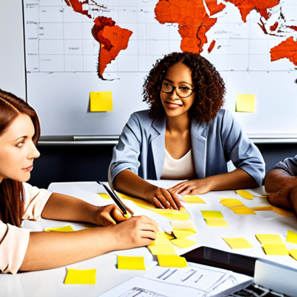 **

A diverse team of professionals (engineer, marketer, scientist) brainstorming around a table covered with sticky notes and charts. Focus on the expressions of passion and collaboration. In the background, a world map highlighting areas positively impacted by their work. Warm, inviting lighting. Emphasize the "Teamwork makes the Dream work" concept.

**