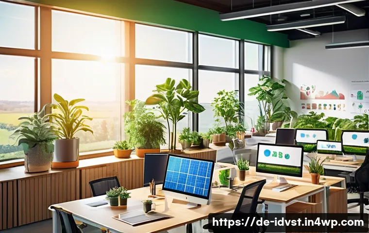 임팩트 투자 종류와 특징 - A vibrant illustration of a modern German solar energy start-up office, featuring diverse young prof...